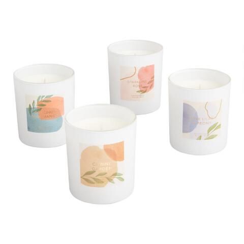 White Watercolor Artwork Scented Candle | World Market