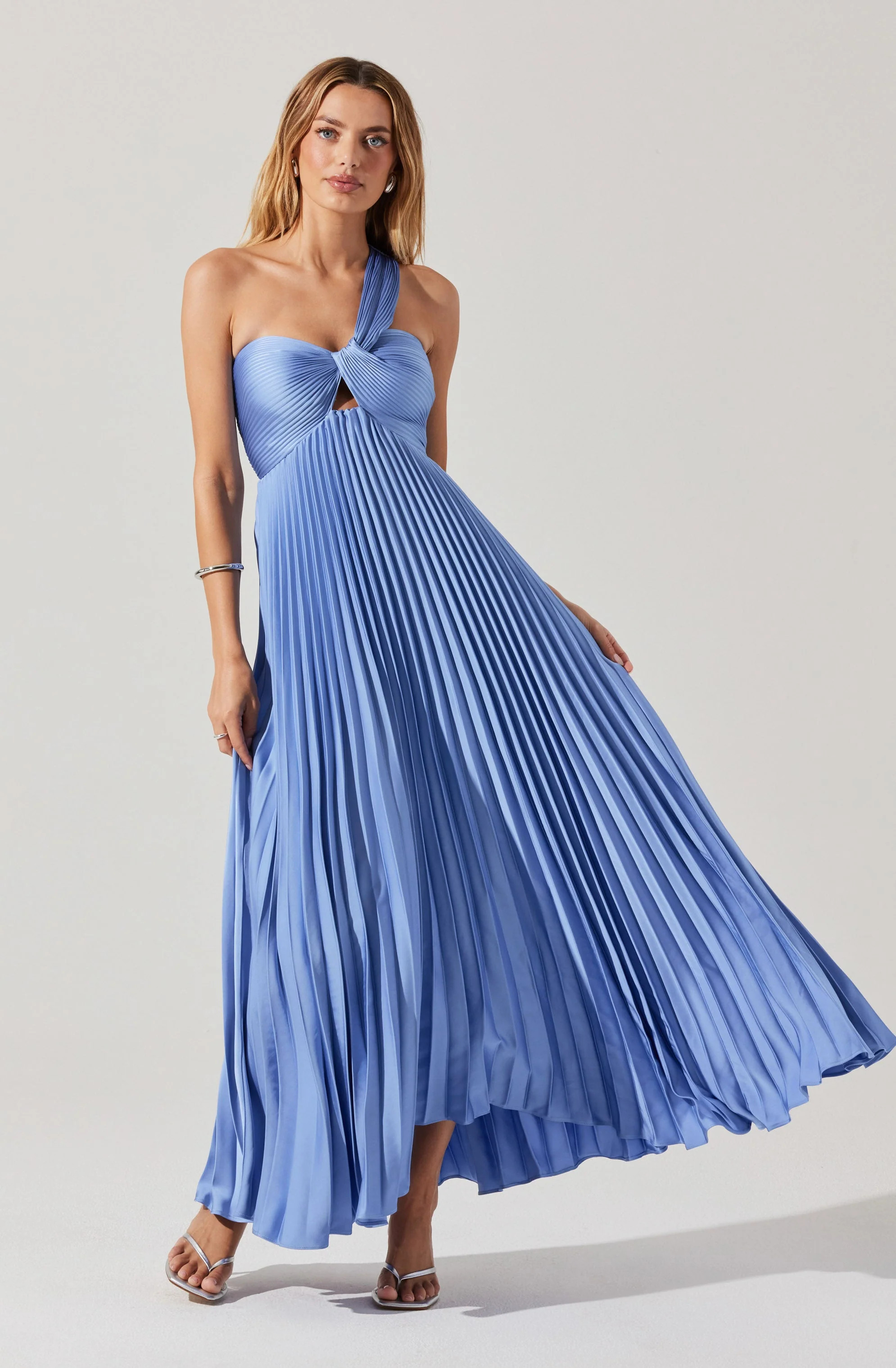 Rasya One-Shoulder Pleated Maxi Dress - Periwinkle / XS | ASTR The Label (US)