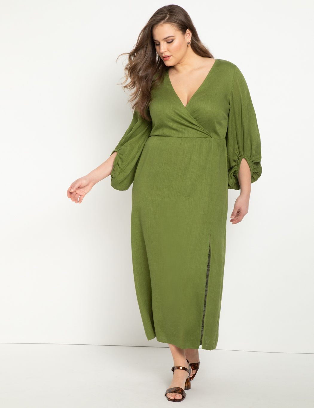 Full Sleeve Maxi Dress With Slit | Eloquii