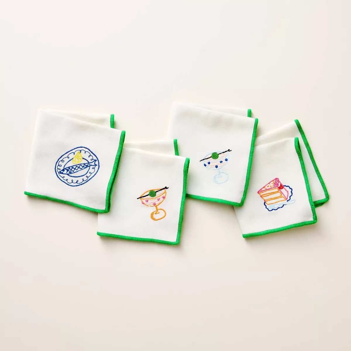 4ct Embroidered Icon Cloth Cocktail Napkin Cream - kate spade new york x Target | Target