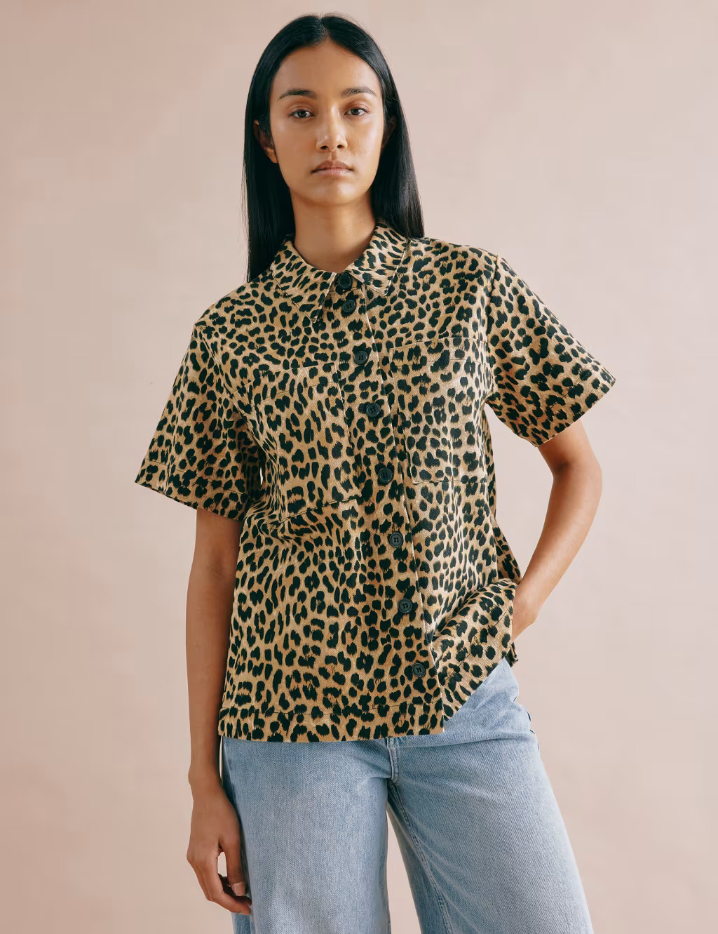 Cotton Rich Animal Print Collared Shirt | Marks & Spencer (UK)