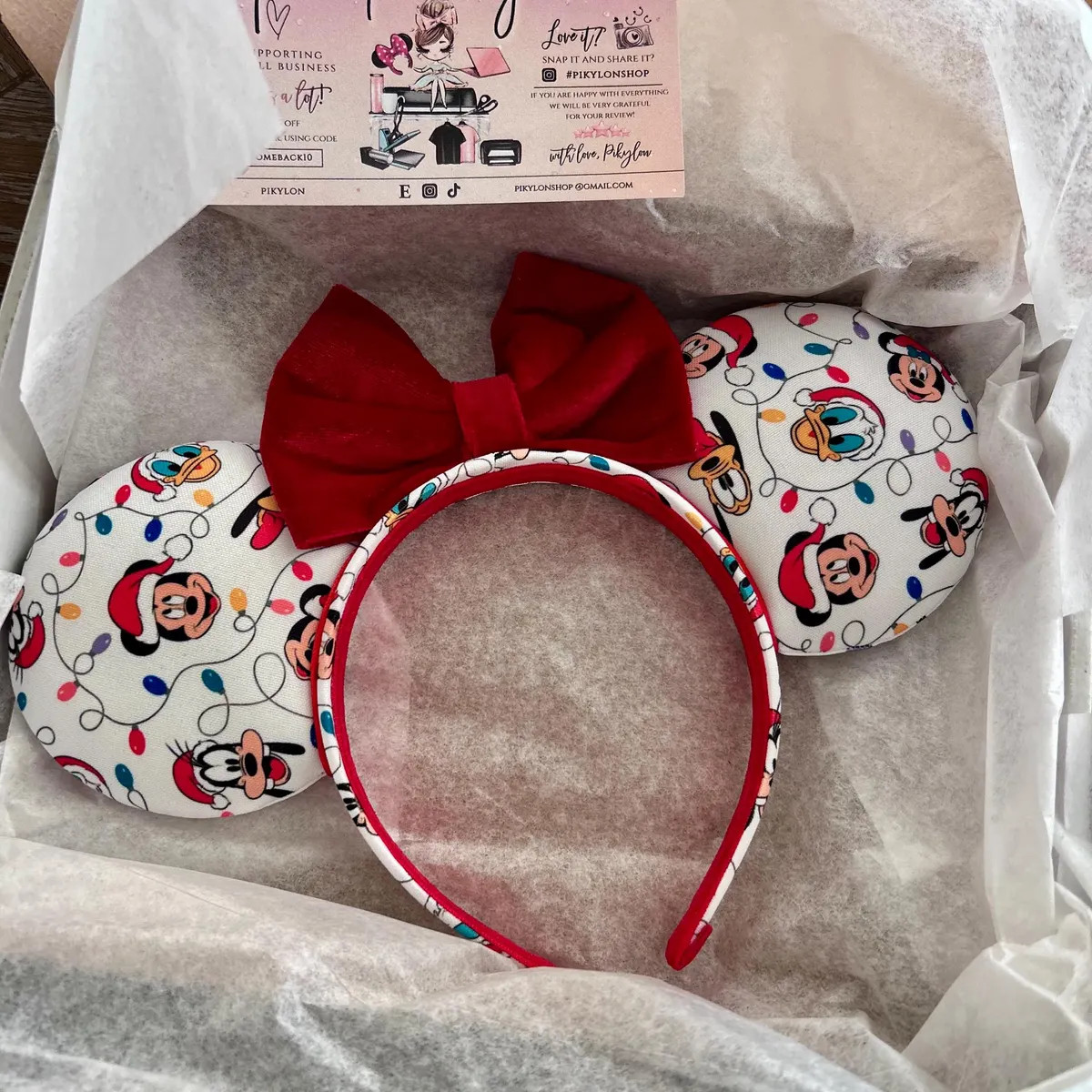Mickey & Friends Christmas Holiday Lights Inspired Mouse Ears | Disney Ears | Minnie Ears | Custo... | Etsy (Global)
