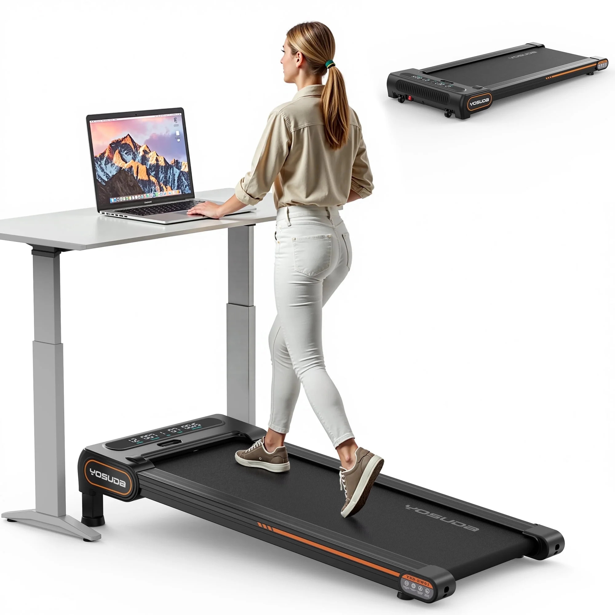 YOSUDA Under Desk Treadmill for Walking, Electric, Auto Incline, 350 lb Weight Capacity, Black - ... | Walmart (US)