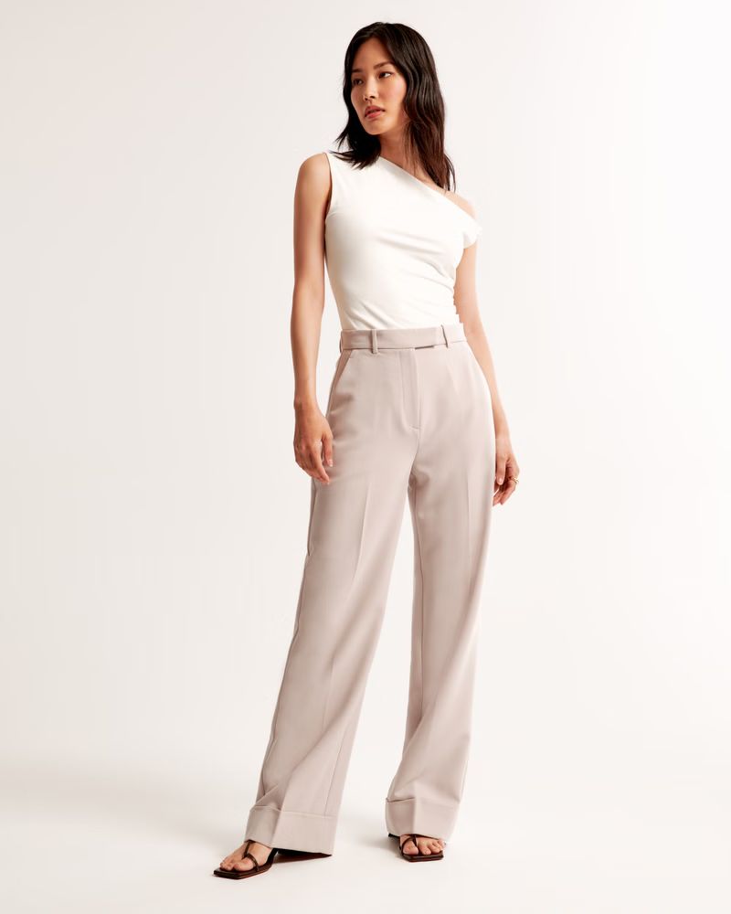 Cuffed Hem Tailored Wide Leg Pant | Work Wear Style | Business Casual Outfits | Abercrombie & Fitch (US)