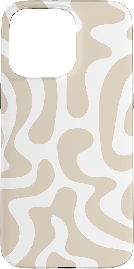 iPhone 15 Pro Max Minimalist Wavy Abstract Groovy Beige White Case | Amazon (US)