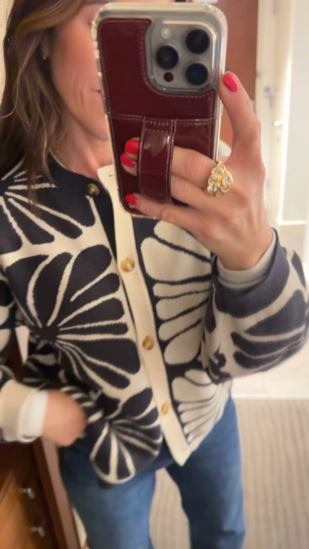 Love the pattern on this cardigan. 
XS 
Small long sleeve 

#LTKSeasonal #LTKOver40