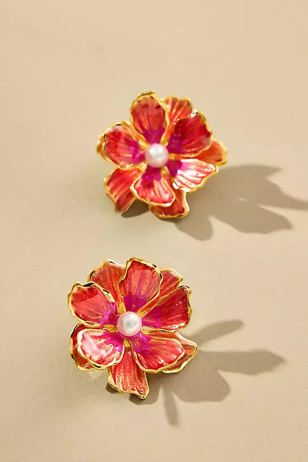 Small Handpainted Jewel Box Flower Earrings | Anthropologie (US)
