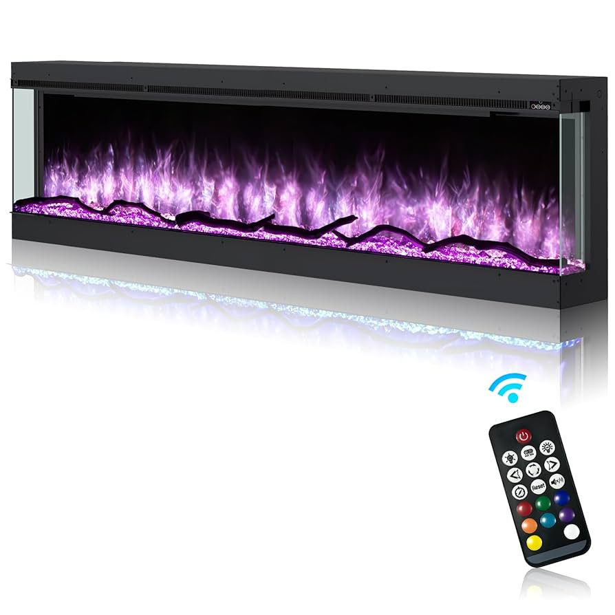 3 Sided Electric Fireplace Inserts, 70 inch Eletric Fire Place Heater, Modern Built in Wall Firep... | Amazon (US)