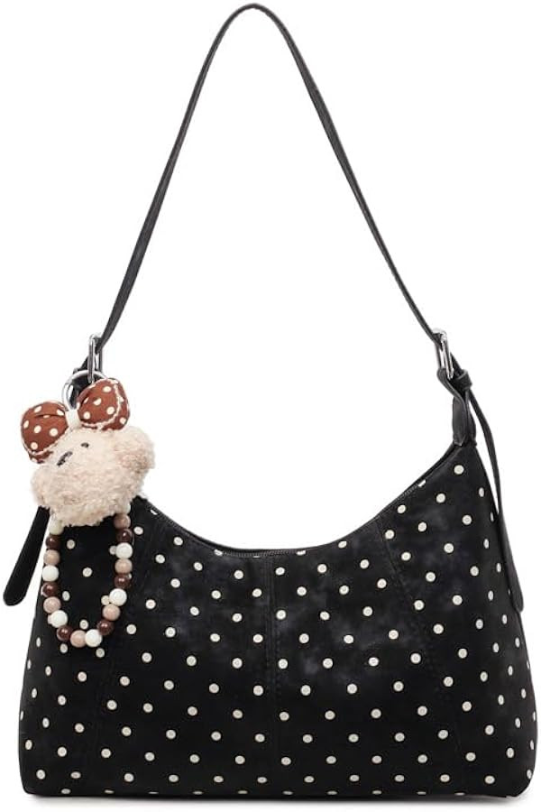 Women’s Y2K Polka Dot Shoulder Bag, Retro Corrssbody bag with Pendant, Coquette Hobo Bag for Co... | Amazon (US)