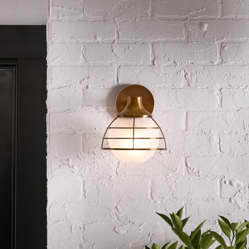 Fairfax Brass Metal Indoor/Outdoor Wall Sconce Light | Crate & Barrel | Crate & Barrel