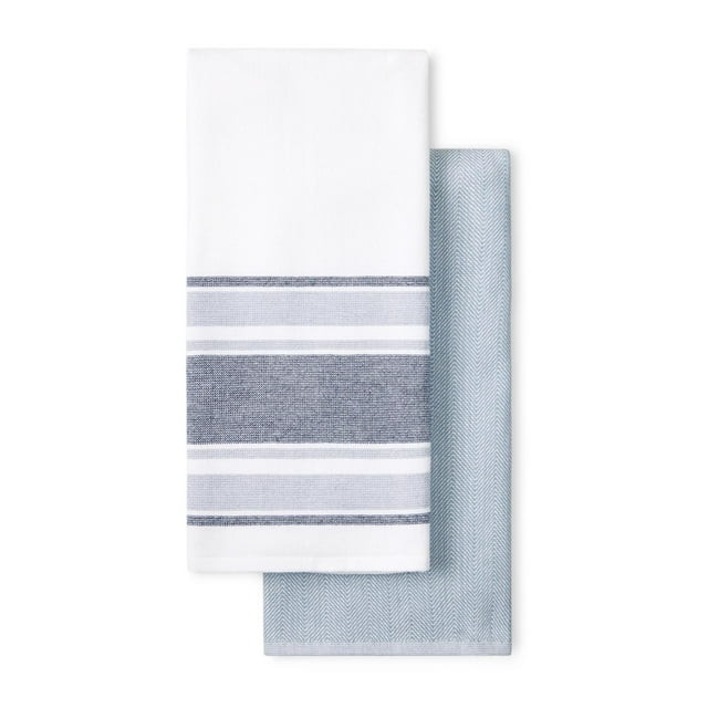 Beautiful 2-Piece Yarn Dyed Kitchen Towel Set, Blue, 20"W x 30"L | Walmart (US)