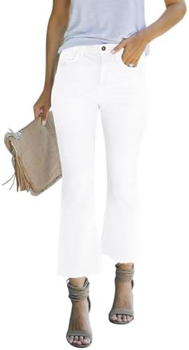 Women's Cropped Bootcut Flare Jeans for Women Crop Bell Bottom Jeans | High Waist Stretch Jeans, ... | Amazon (US)