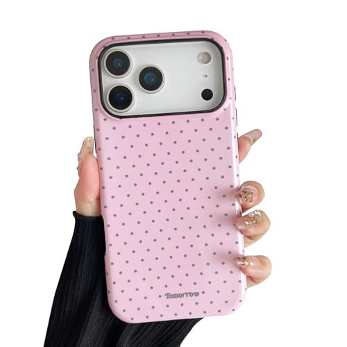 branple Compatible with iPhone 17 Pro Max Case, Simple Cute Polka Dot Phone Case with Shockproof Soft TPU and Hard PC Protective Phone Cover for Women Designed for iPhone 17 Pro Max 6.9", Pink | Amazon (US)