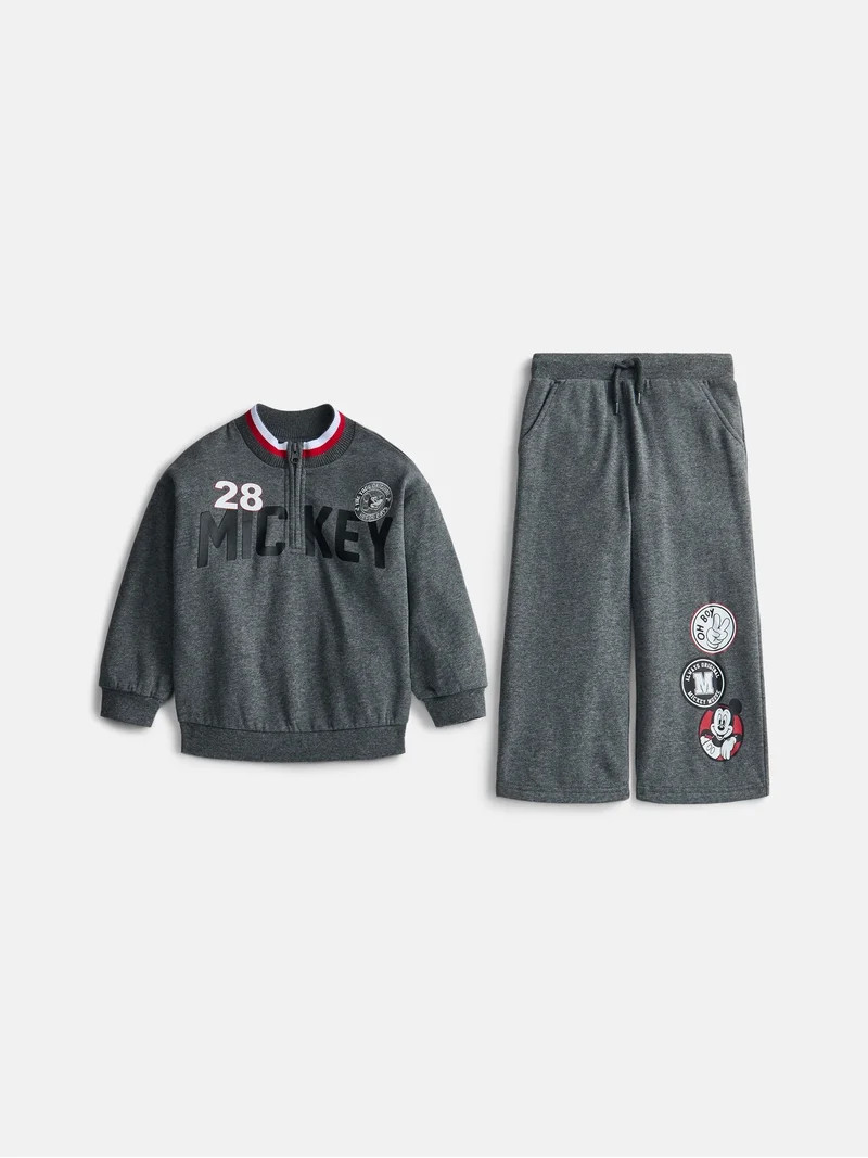 Mickey and Friends Toddler Boys Quarter Zip Pullover and Pants Set, 2-Piece, Sizes 12M-5T | Walmart (US)