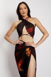 Shannon Printed Wrap Chiffon Top - Abstract Floral | MESHKI US