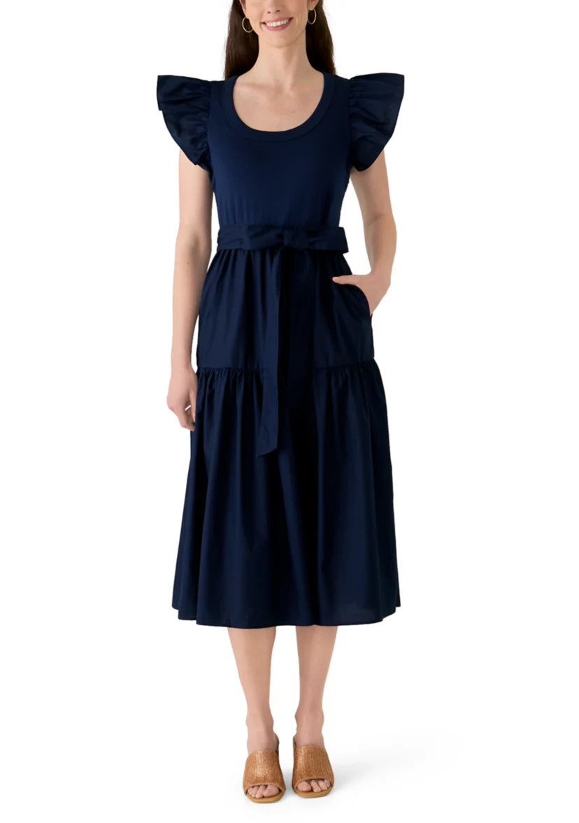 Women's Flutter Sleeve Belted Midi Dress | Belk
