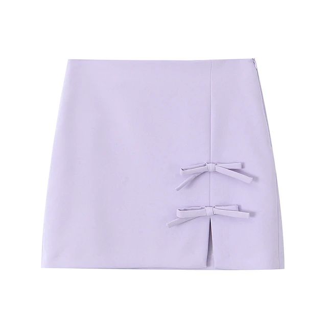 YENKYE New Women Vintage High Waist Purple Bow Mini Skirt Sexy Slit Female A-line Elegant Summer ... | AliExpress (US)