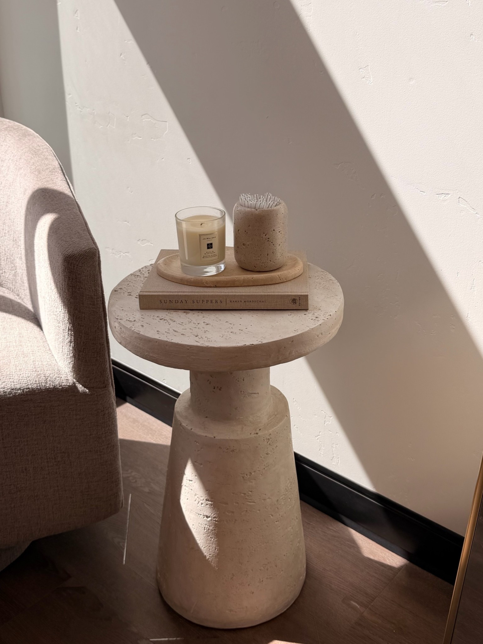 Travertine table 🕯️

#LTKSeasonal #LTKHome #LTKSaleAlert
