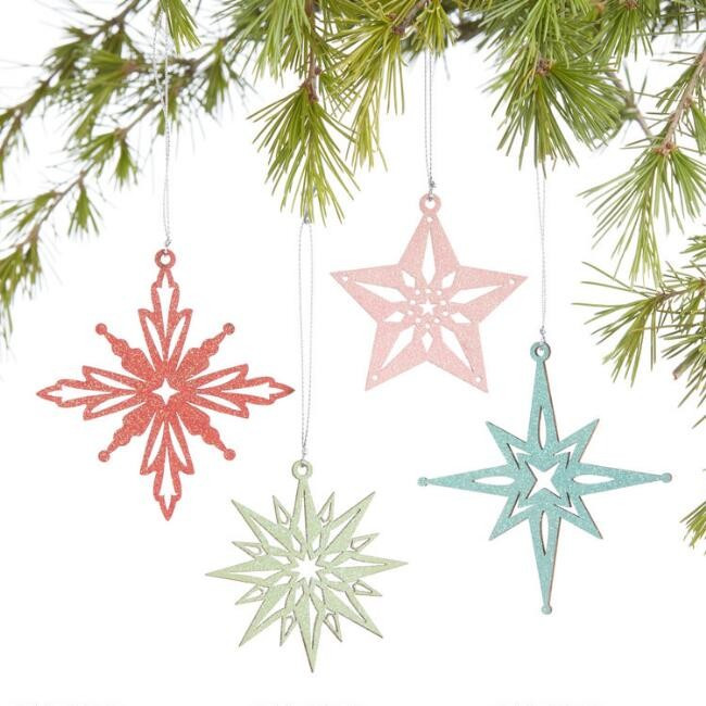 Laser Cut Wood Sugarplum Village Boxed Ornaments 12 Pack | World Market