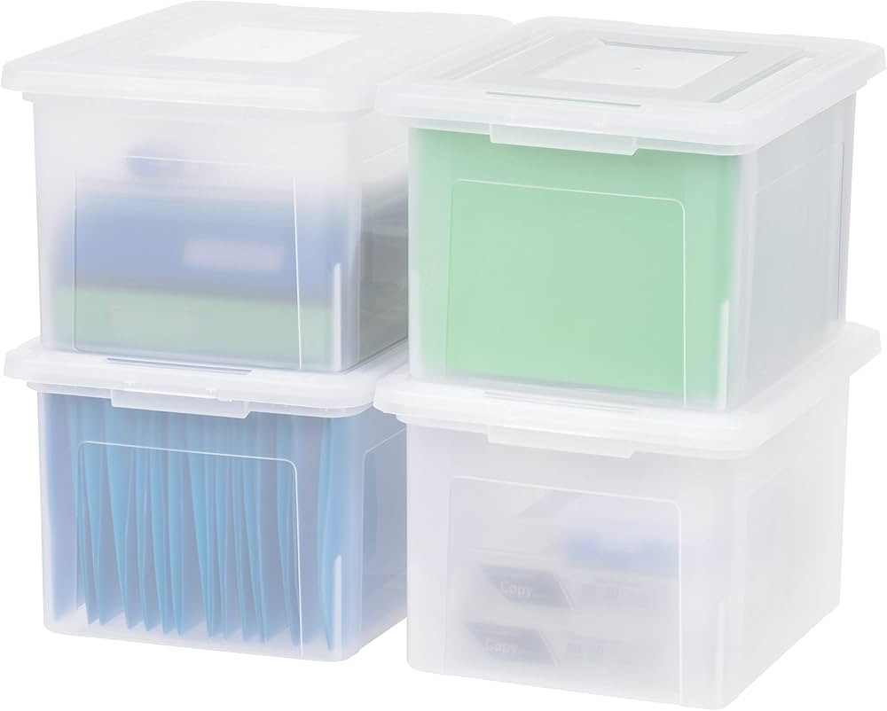 IRIS USA Letter & Legal Size Plastic Storage Bin Tote Organizing File Box with Durable and Secure... | Amazon (US)