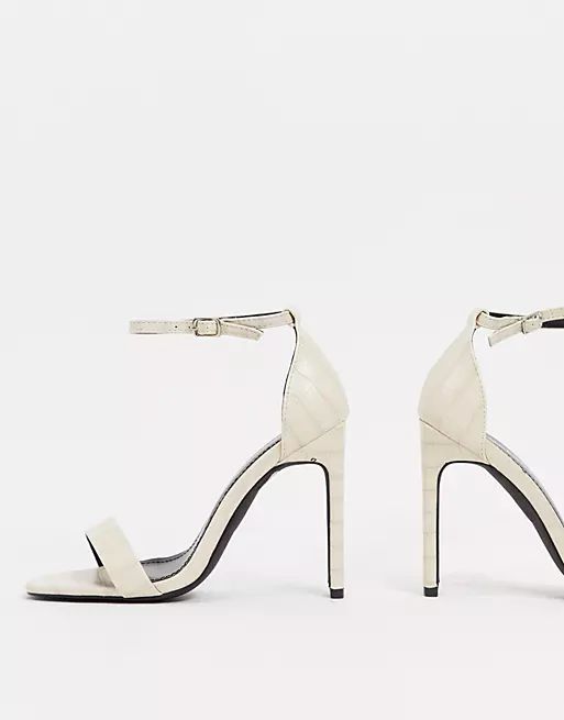 Glamorous barely there sandals with set back heel in off white croc | ASOS (Global)