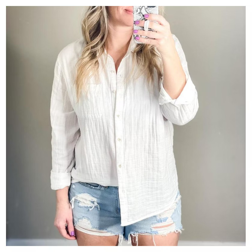 Women's Long Sleeve Relaxed Fit Gauze Button-Down Shirt - Universal Thread™ | Target