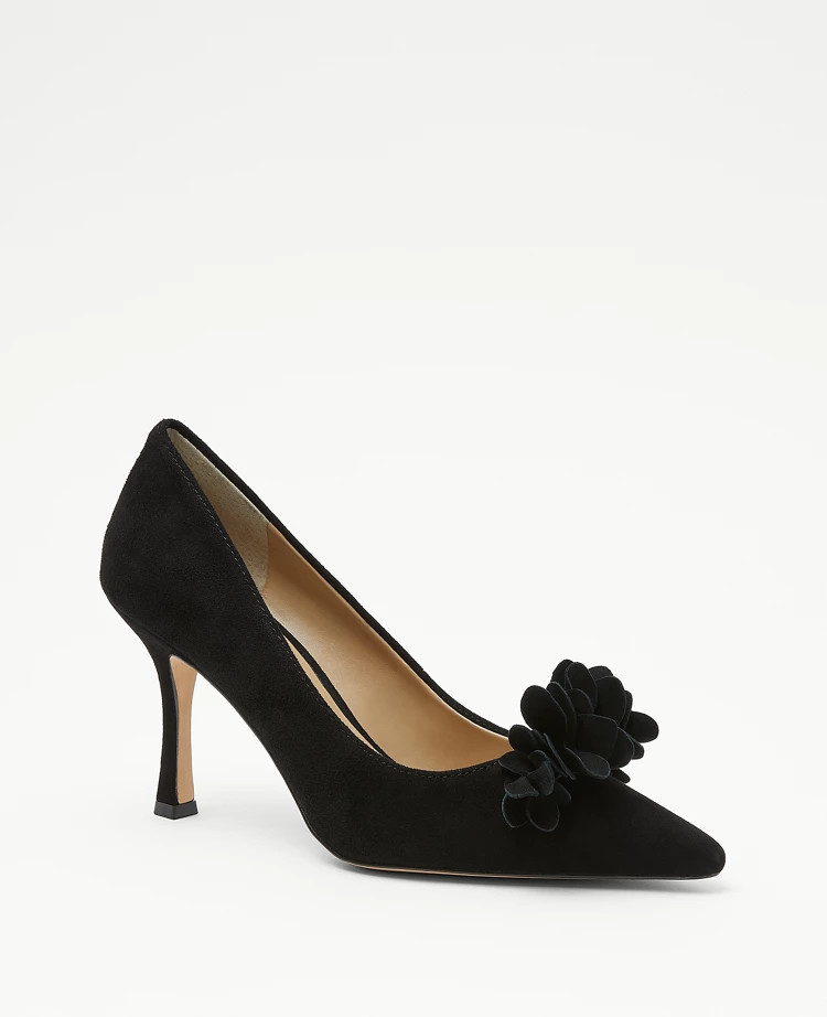 Petal Embellished Suede Pumps | Ann Taylor (US)