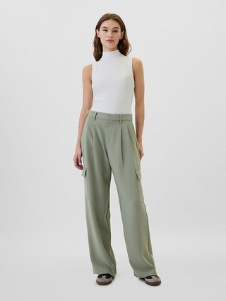 High Rise Easy Wide-Leg Cargo Trousers | Gap Factory