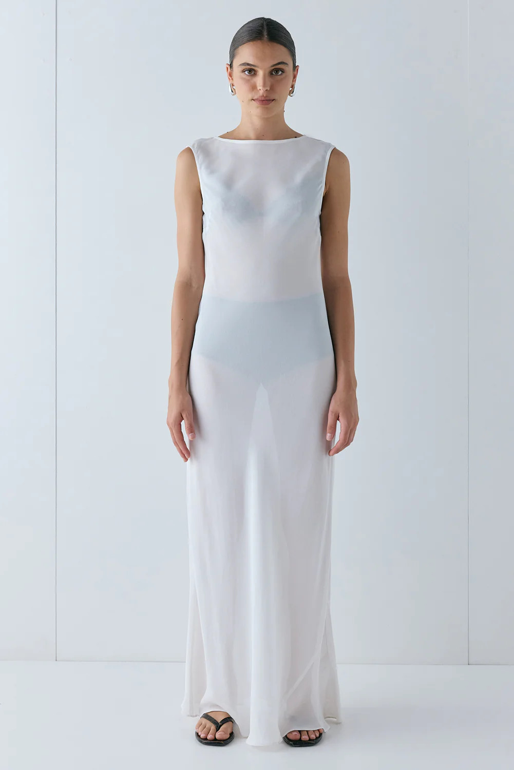 Florence Sheer Maxi Dress White | VRG Grl