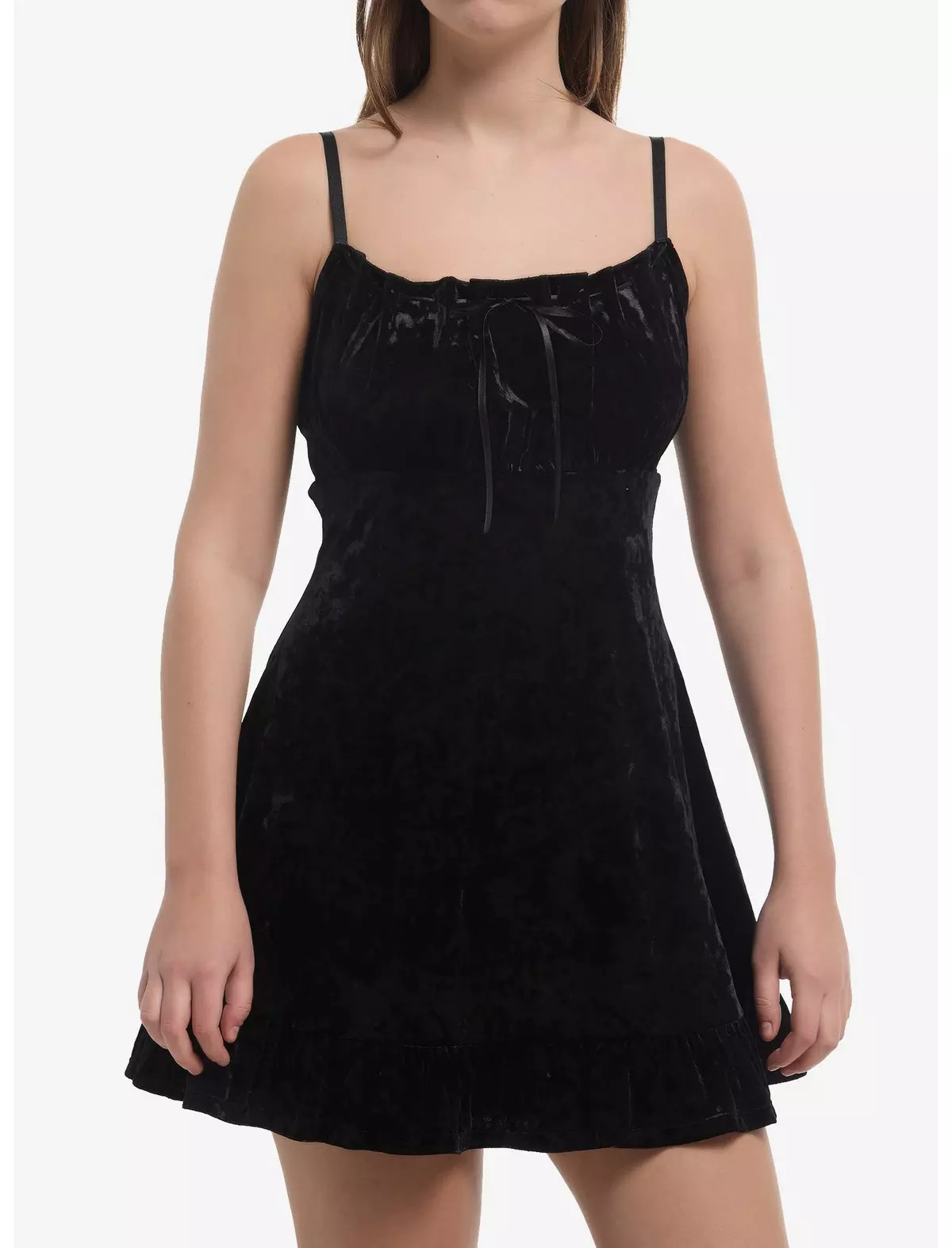 Cosmic Aura Black Velvet Ruffle Slip Dress | Hot Topic | Hot Topic