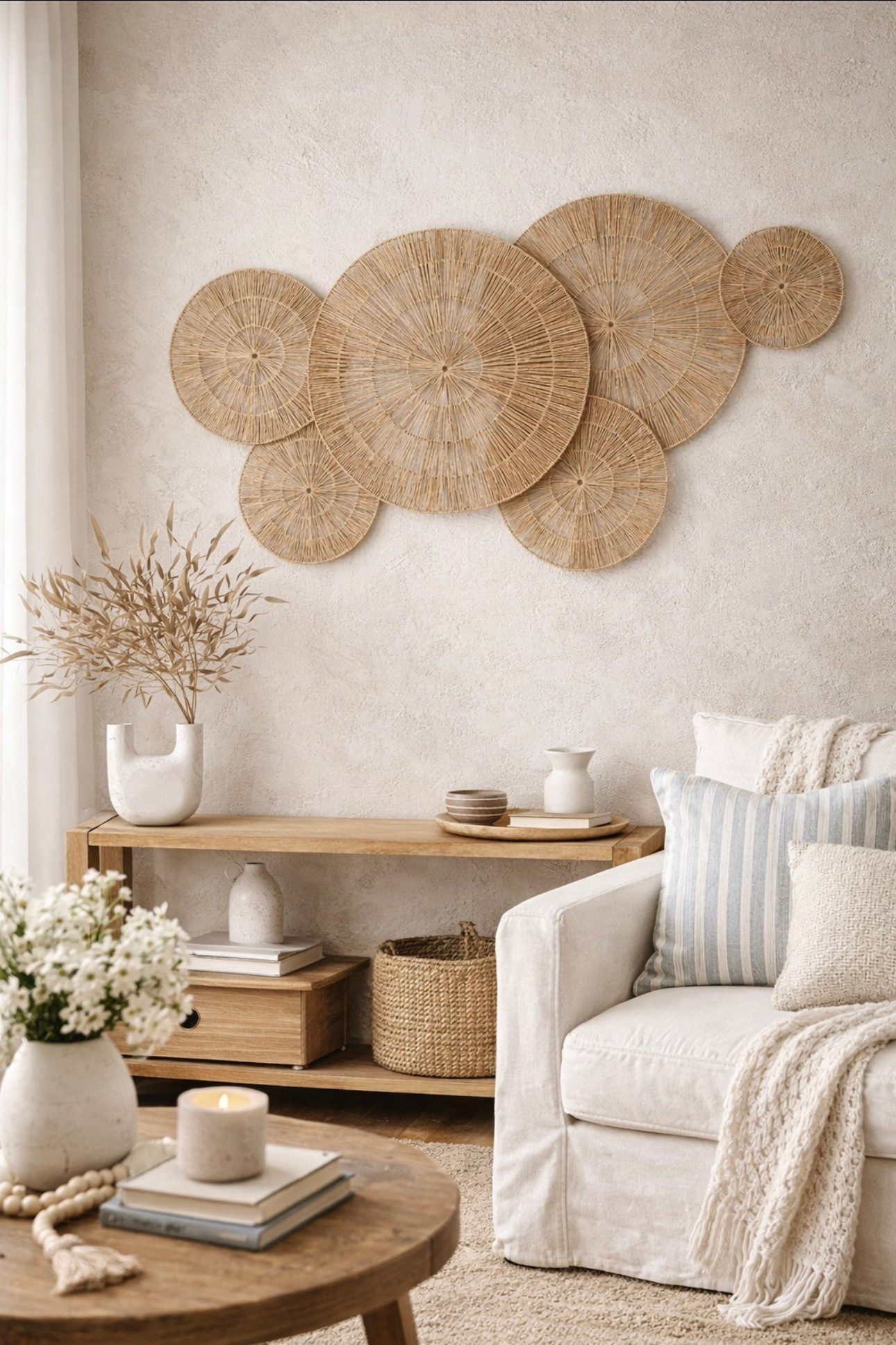Add a neutral texture and warmth to your space with his Boho woven wall basket set. Perfect for farmhouse, coastal, light, neutral interiors, these handcrafted inspired rattan pieces create an effortless statement above a consult table, sofa, or entryway. A timeless way to style a cozy, airy home. ￼boho decor, wall basket, rattan decor

#LTKmomlife #LTKSpringSale #LTKHome