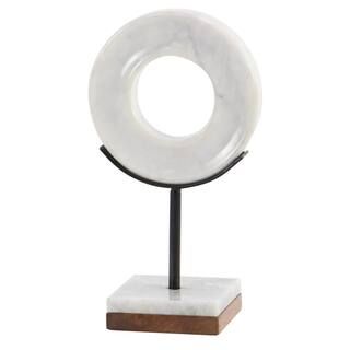 Cosmo Living by Cosmopolitan White Marble Modern Round Sculpture | The Home Depot