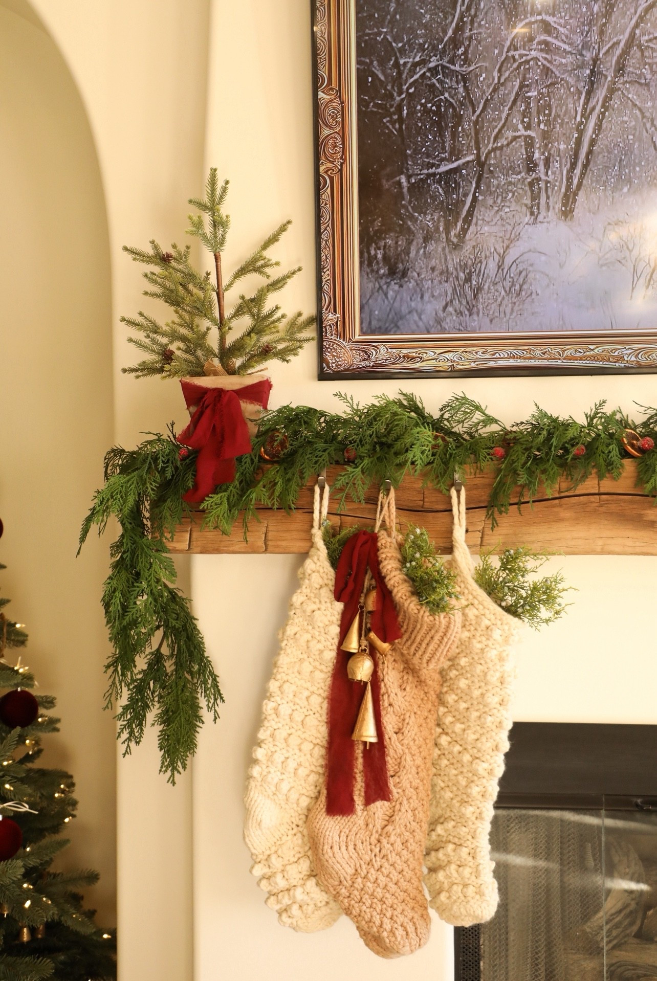 Simple, rustic holiday mantel styling. The stockings are from Marshall’s/Homegoods but I linked similar ones! #ltkhome #homedecor #holidaydecor #christmasdecor #rusticchristmas 

#LTKHoliday #LTKSeasonal #LTKHome