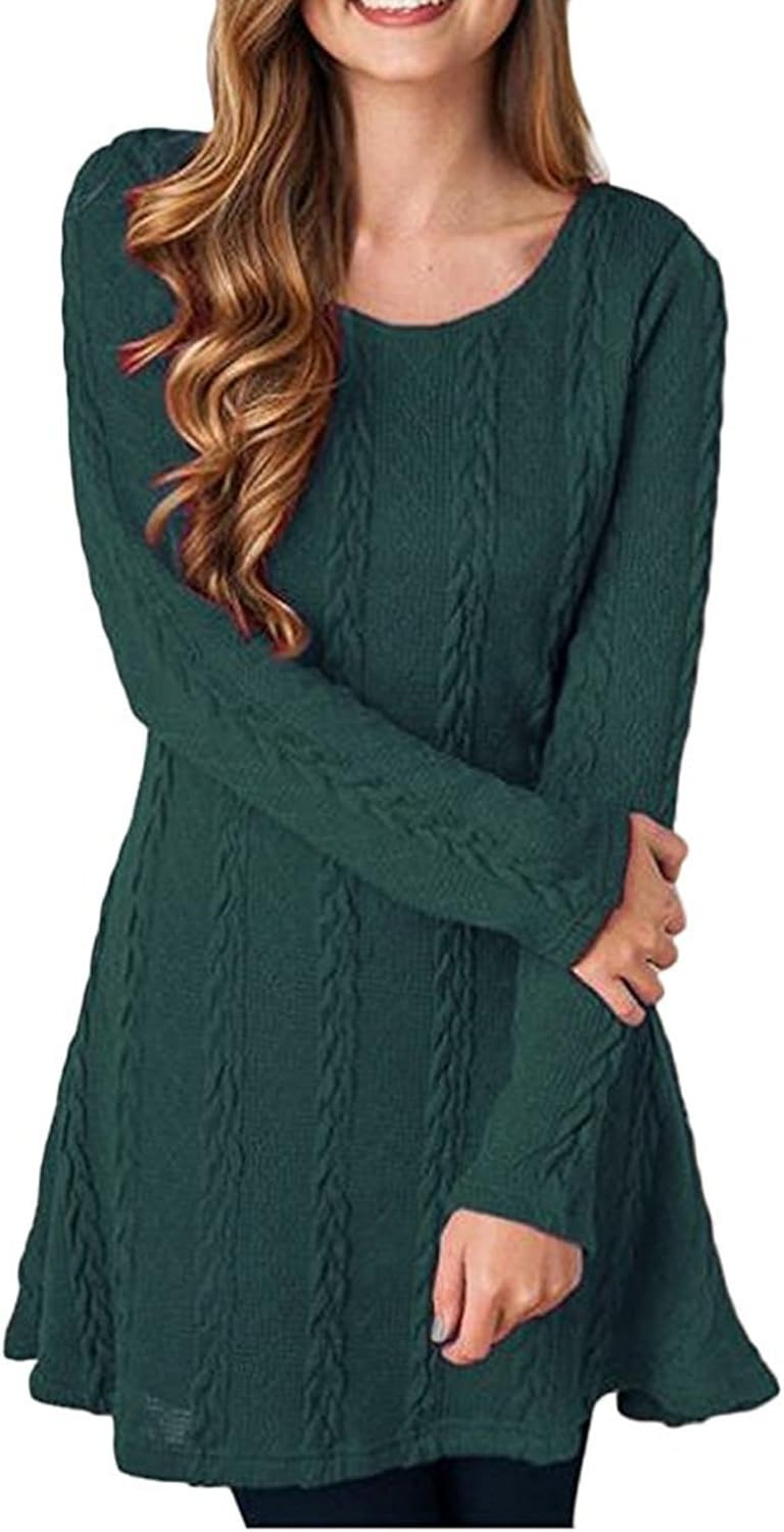 Mansy Womens Knitted Crewneck Sweater Dress | Amazon (US)
