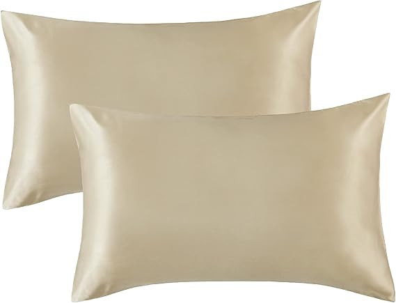 Bedsure King Size Satin Pillowcase Set of 2 - Taupe Silk Pillow Cases for Hair and Skin 20x40 inc... | Amazon (US)