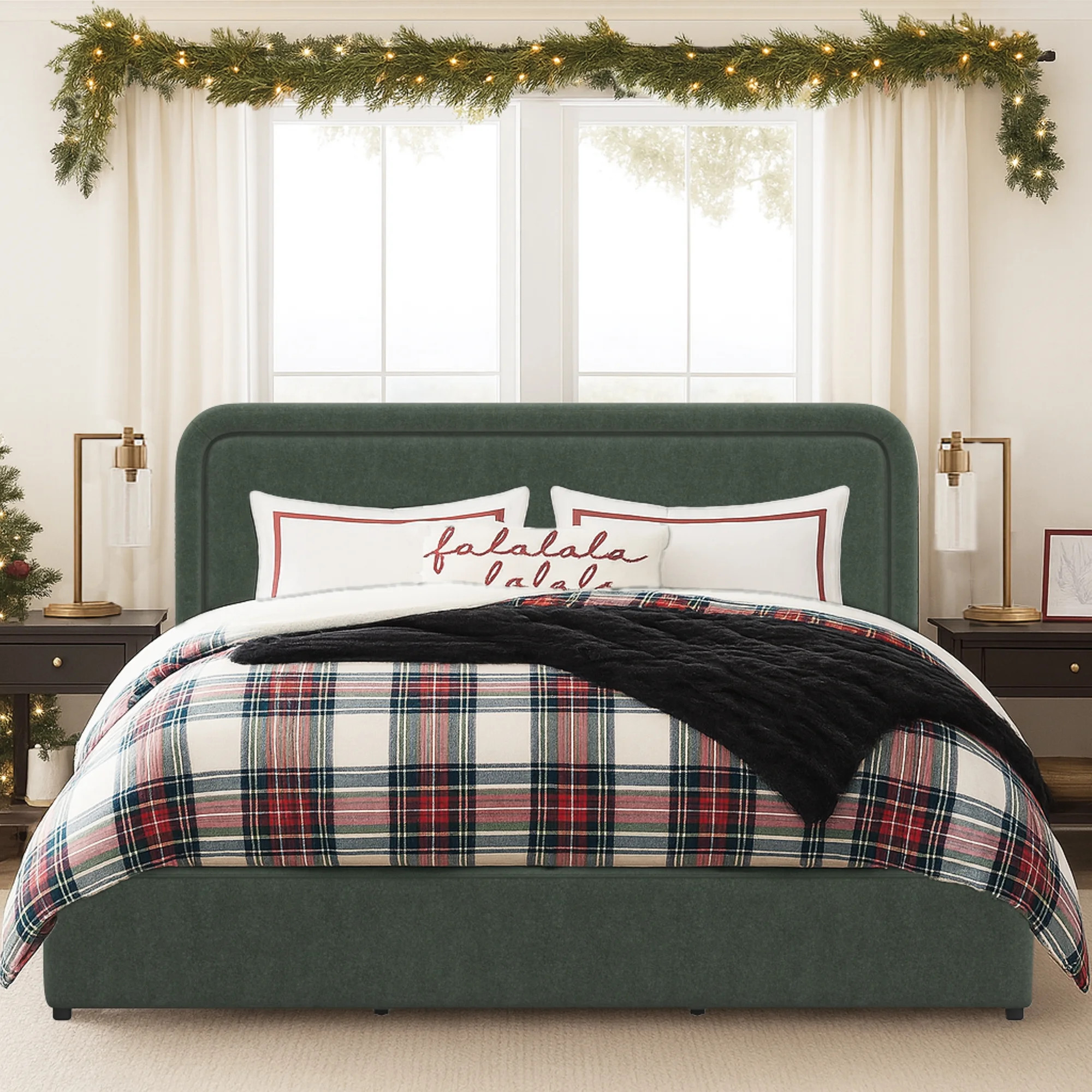 Better Homes & Gardens Juliet King Platform Bed, Olive Mohair | Walmart (US)