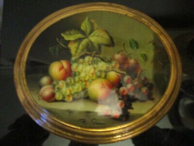 Modern Vintage Fruit Still Life Painting Signed R Simon Gold Gilt Oval Frame! | eBay US