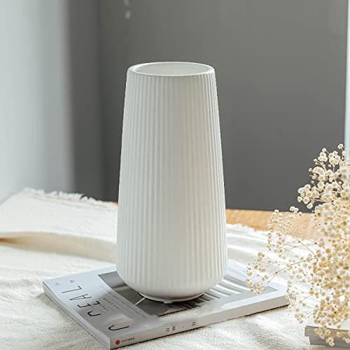 12 Inch White Ceramic Vase,Large Modern Vase for Home Decor,Boho Cylinder Flower Vases for Center... | Amazon (US)