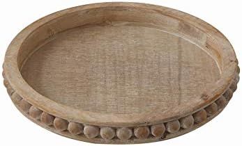 Amazon.com: Creative Co-Op Whitewashed Round Decorative Wood Tray: Home & Kitchen | Amazon (US)