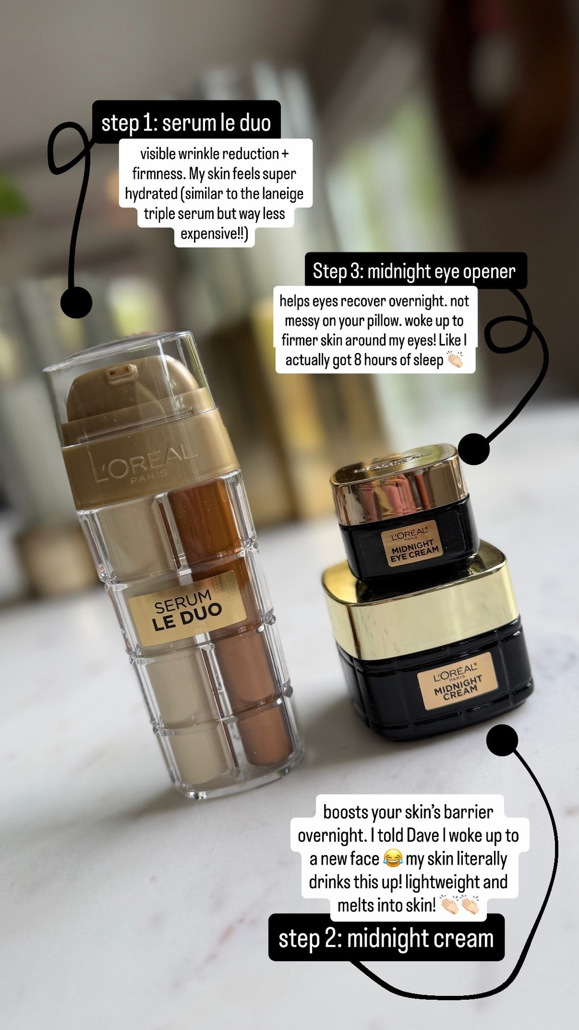 My new overnight skincare routine 
Midnight line by L’Oréal Paris for healthy, hydrated and smoother skin in the morning 
Target and ultra beauty finds
