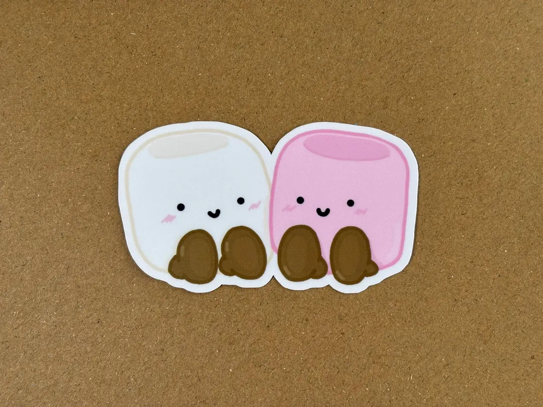 jellycat marshmallow inspired vinyl sticker – handmade laminated amuseables decal, cute kawaii ... | Etsy (US)