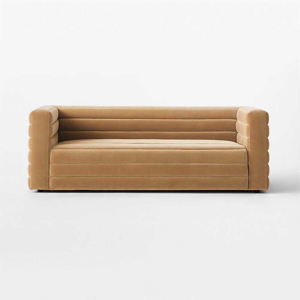 Strato Extra-Large Light Brown Modern Velvet Sofa + Reviews | CB2 | CB2