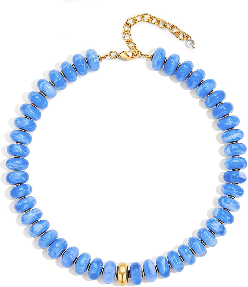 WOWORAMA Colorful Chunky Necklaces for Women 20MM Large Oversized Resin Beaded Necklace Bold Stat... | Amazon (US)