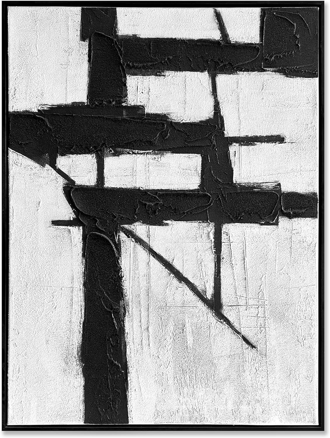 Sofoney - Black Framed Black and White Abstract Wall Art Hand Painted Modern Minimalist Oil Paint... | Amazon (US)