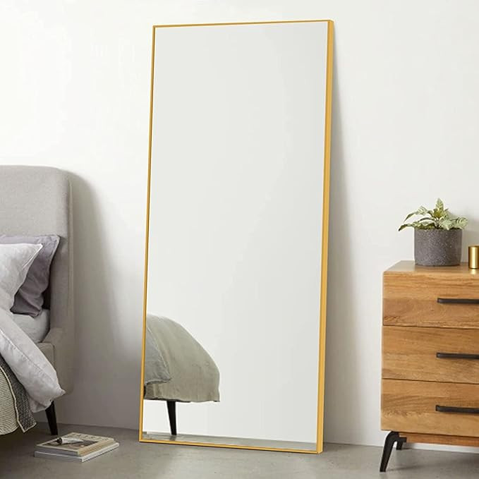 NeuType 47"x22" Wall Mirror Gold Mirror Floor Mirror Bathroom Mirror Wall-Mounted Mirrors Aluminu... | Amazon (US)