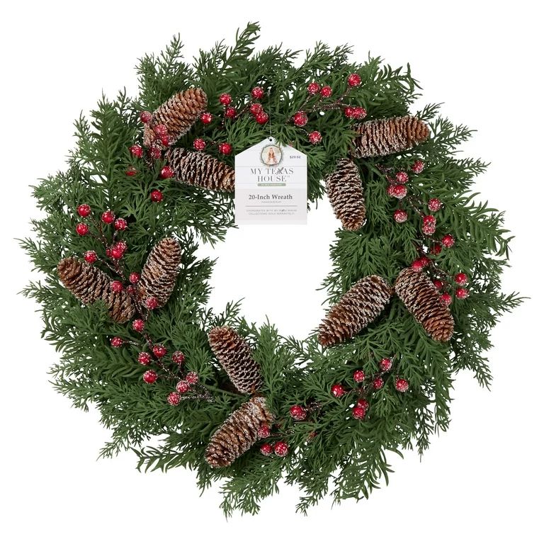 My Texas House Red Berry Wreath, 20"x20" - Walmart.com | Walmart (US)