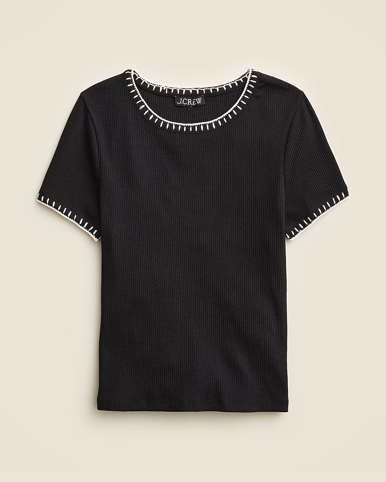 Vintage rib shrunken T-shirt with contrast stitch | J. Crew US