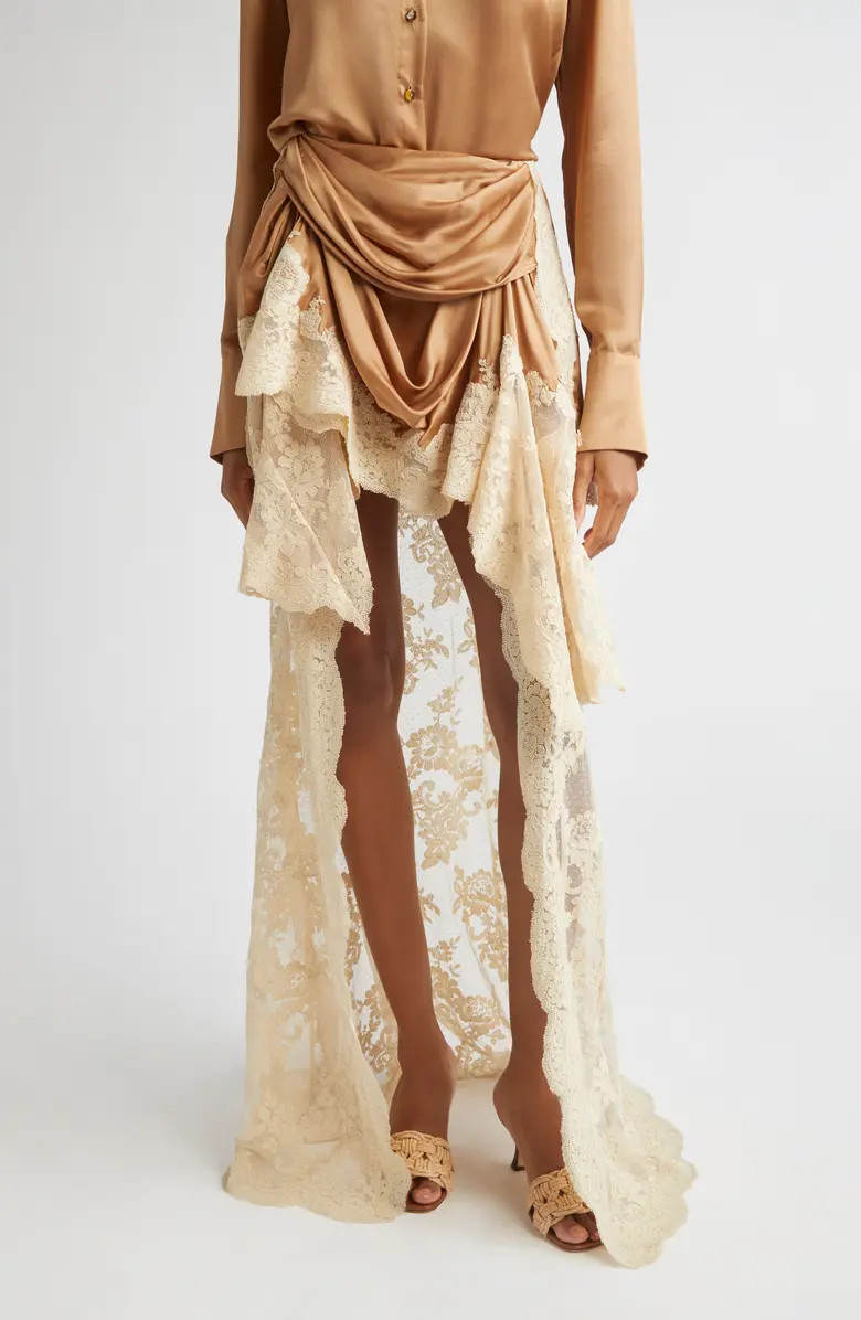 Hypnotic Draped Lace & Satin Skirt | Nordstrom