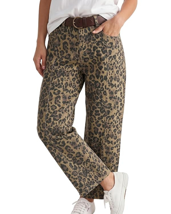 Dokotoo Women's Mid Rise Barrel Jeans Vintage Cropped Denim Pants | Amazon (US)