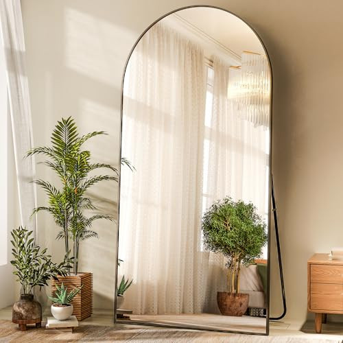 HARRITPURE 71"x30" Arched Full Length Mirror Free Standing Leaning Hanging Mounted Mirrors Aluminum Frame Modern Simple Home Decor for Living Room Bedroom Cloakroom, Black | Amazon (US)